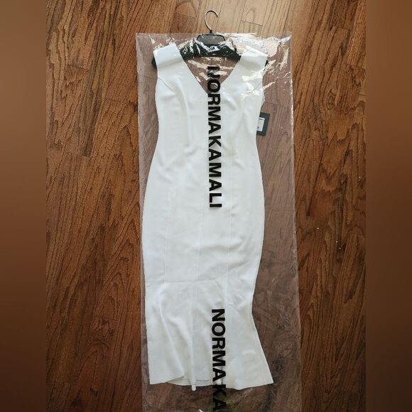 Norma Kamali Grace Fishtail Snow White Medium Wedding Cocktail Dress NEW - Picture 12 of 12